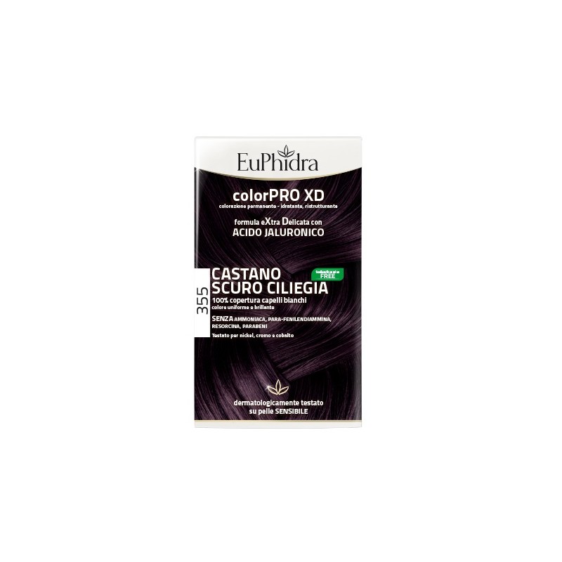 EUPHIDRA COLORPRO XD 355 CASTANO SCURO CILIEGIA GEL COLORANTE CAPELLI IN FLACONE + ATTIVANTE + BALSAMO + GUANTI