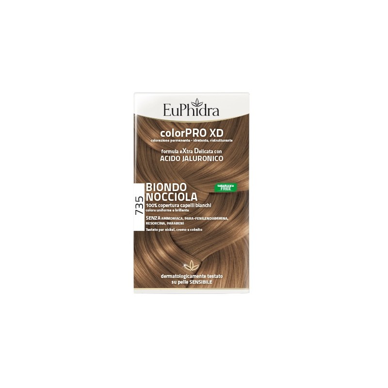 EUPHIDRA COLORPRO XD 735 BIONDO NOCCIOLA GEL COLORANTE CAPELLI IN FLACONE + ATTIVANTE + BALSAMO + GUANTI