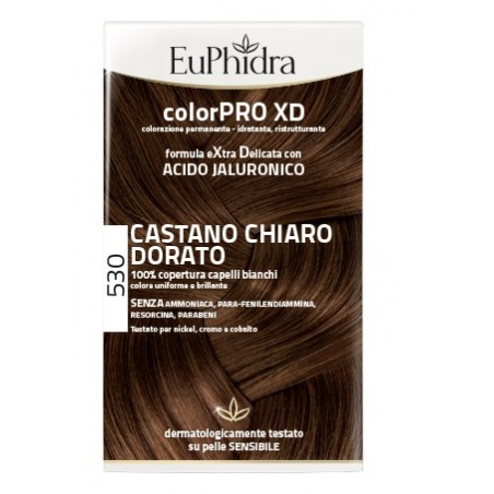 EUPHIDRA COLORPRO XD 530 CASTANO CHIARO DORATO GEL COLORANTECAPELLI IN FLACONE + ATTIVANTE + BALSAMO + GUANTI