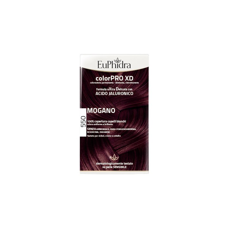 EUPHIDRA COLORPRO XD 550 MOGANO GEL COLORANTE CAPELLI IN FLACONE + ATTIVANTE + BALSAMO + GUANTI